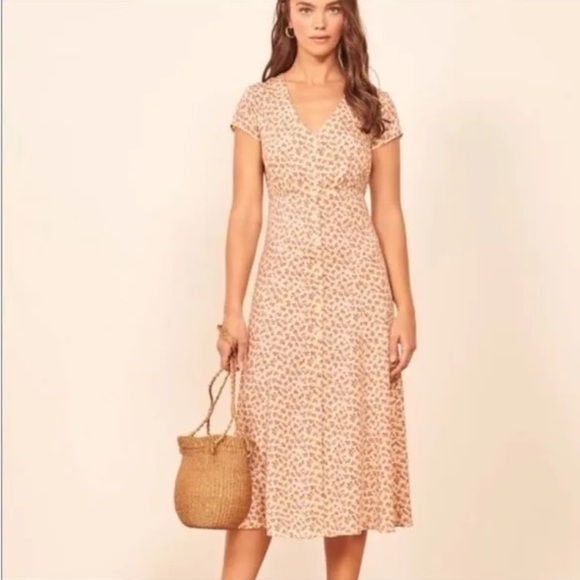 Reformation Dresses & Skirts - Reformation Floral Midi Dress in Cream and Pink